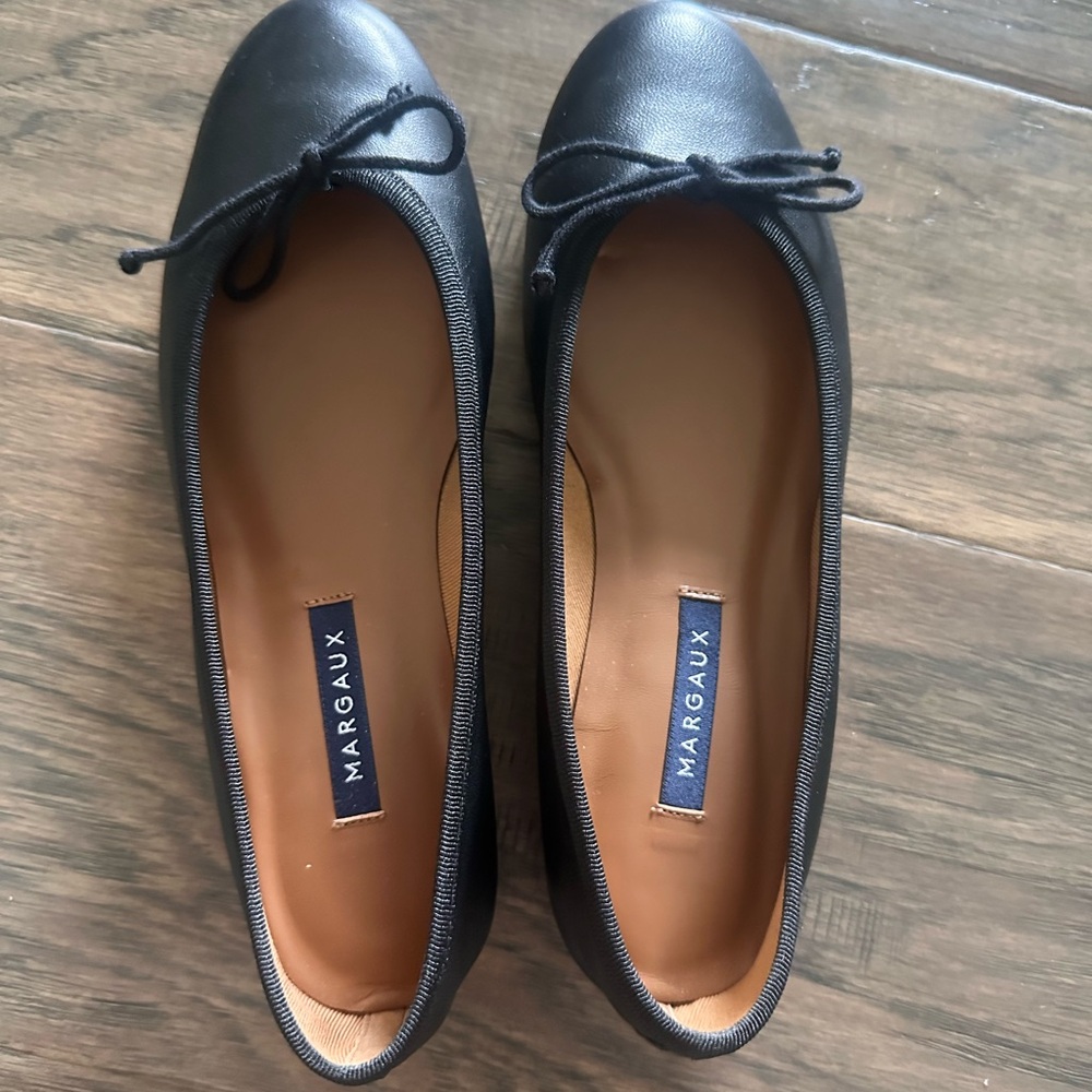 Margaux The Demi  Black Leather Flats